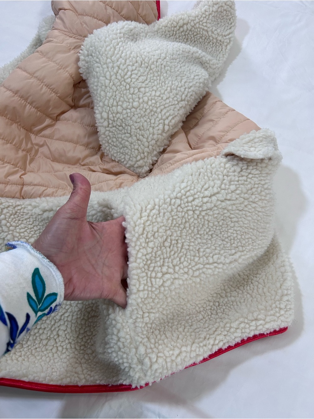 Ivory Ella Claire Mixed Media Sherpa Pullover Jacket. S - Picture 8 of 16
